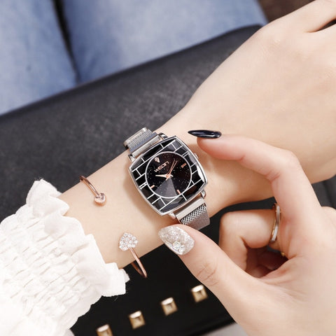 Square Women Wrist Watches Starry Sky Female Clock Magnetic Ladies Quartz Watches Elegant Women Bracelet Watch Montre Femme 2019