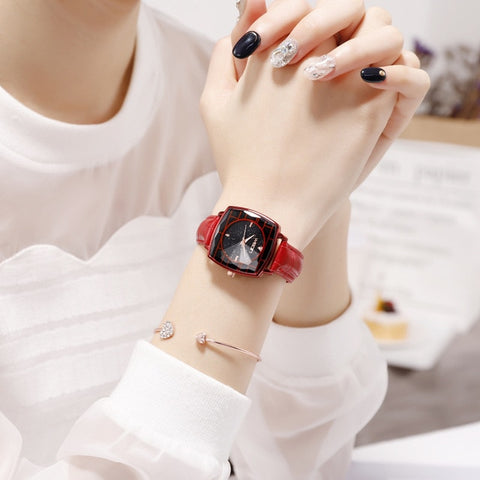 Square Women Wrist Watches Starry Sky Female Clock Magnetic Ladies Quartz Watches Elegant Women Bracelet Watch Montre Femme 2019