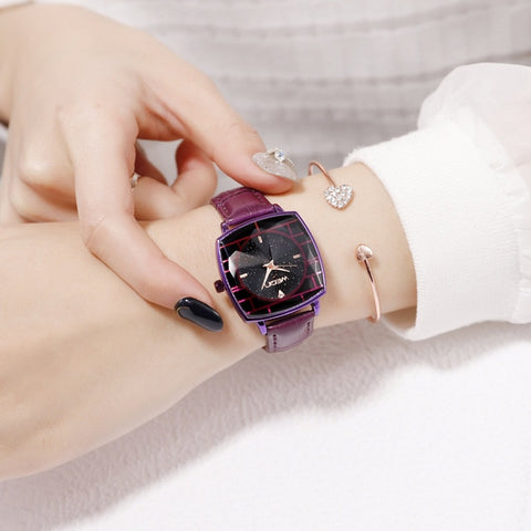 Square Women Wrist Watches Starry Sky Female Clock Magnetic Ladies Quartz Watches Elegant Women Bracelet Watch Montre Femme 2019