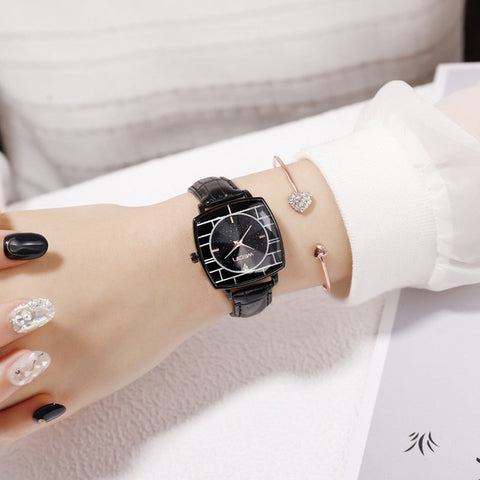 Square Women Wrist Watches Starry Sky Female Clock Magnetic Ladies Quartz Watches Elegant Women Bracelet Watch Montre Femme 2019