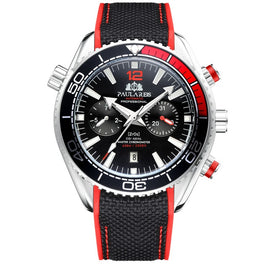 Men Automatic Self Wind Mechanical Canvas Rubber Strap James Bond 007 Style Orange Blue Red Multifunction Date Month Watch