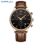 Mens Sports Watches CRRJU Top Brand Luxury Casual Waterproof Watch for Man Quartz Leather Strap Men's Watch Relogio Masculino