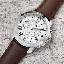 FOSSIL Mens Watch Fashion Brand Quartz Wristwatch Mens Chronograph Sports Watches with Leather Strap