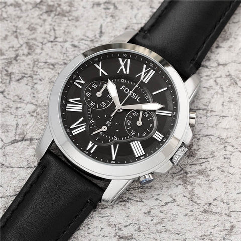 FOSSIL Mens Watch Fashion Brand Quartz Wristwatch Mens Chronograph Sports Watches with Leather Strap