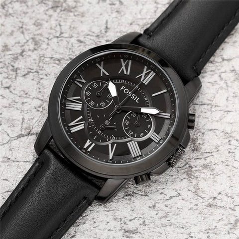 FOSSIL Mens Watch Fashion Brand Quartz Wristwatch Mens Chronograph Sports Watches with Leather Strap