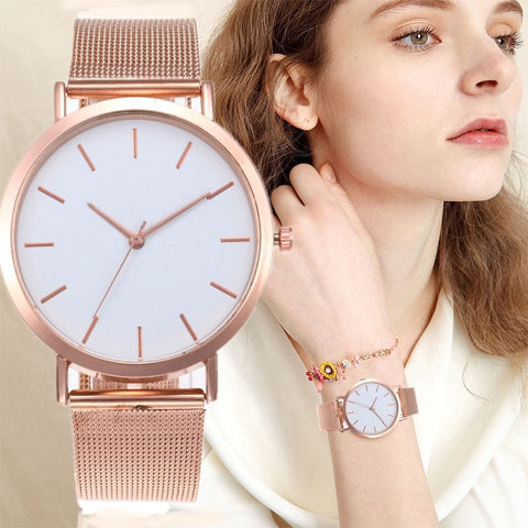 Women's Watches Rose Gold Simple Fashion Women Wrist Watch Luxury Ladies Watch Women Bracelet Reloj Mujer Clock Relogio Feminino