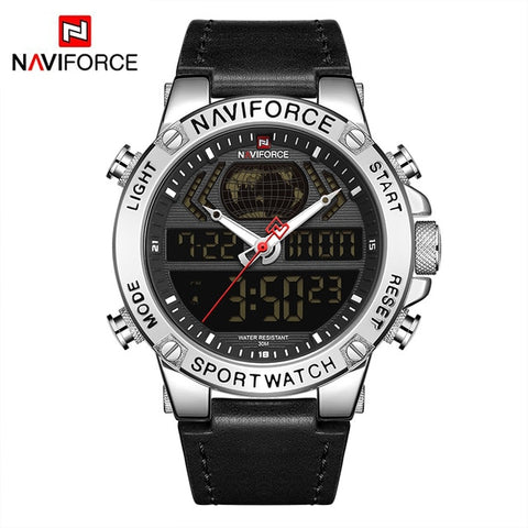 NAVIFORCE Luxury Gold Mens Watch Sport LED Digital Quartz Watches Military Leather Waterproof Clock Men Relogio Masculino 2019