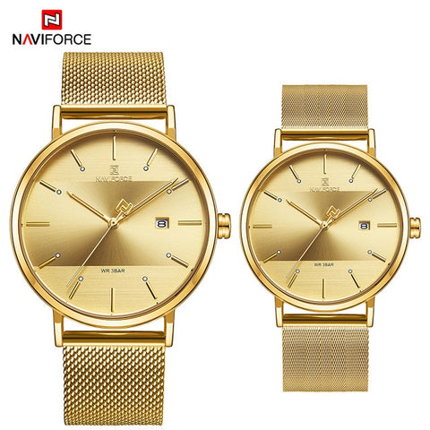 Newest Lover's Watches NAVIFORCE Quartz Simple Clock Men Women Waterproof Full Steel Couple Wristwatches Relogio Masculino 2019