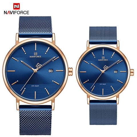 Newest Lover's Watches NAVIFORCE Quartz Simple Clock Men Women Waterproof Full Steel Couple Wristwatches Relogio Masculino 2019