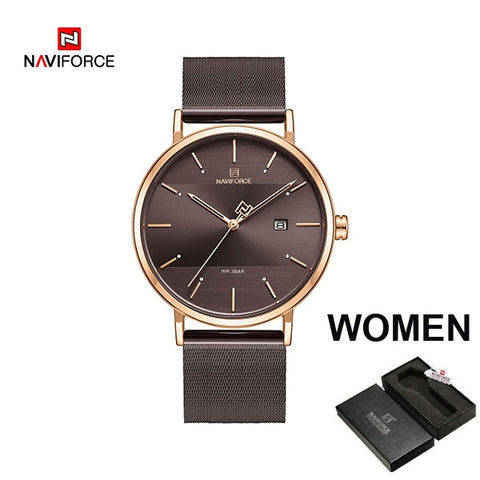 NAVIFORCE Quarts Watch Women Luxury Brand Stainless Steel Mesh Strap Wristwatch Female Fashion Reloj Mujer 2019 Bracelet Gifts