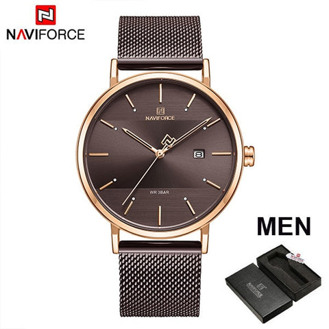 NAVIFORCE Quarts Watch Women Luxury Brand Stainless Steel Mesh Strap Wristwatch Female Fashion Reloj Mujer 2019 Bracelet Gifts