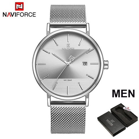 NAVIFORCE Quarts Watch Women Luxury Brand Stainless Steel Mesh Strap Wristwatch Female Fashion Reloj Mujer 2019 Bracelet Gifts