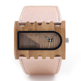 BOBO BIRD Ladies Wide Band Watch Rectangle Bamboo Wood Women's Dress Watch reloje mujer in Gift Box zegarek damski V-N21