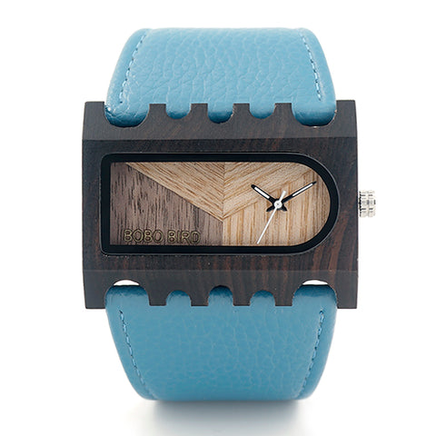 BOBO BIRD Ladies Wide Band Watch Rectangle Bamboo Wood Women's Dress Watch reloje mujer in Gift Box zegarek damski V-N21