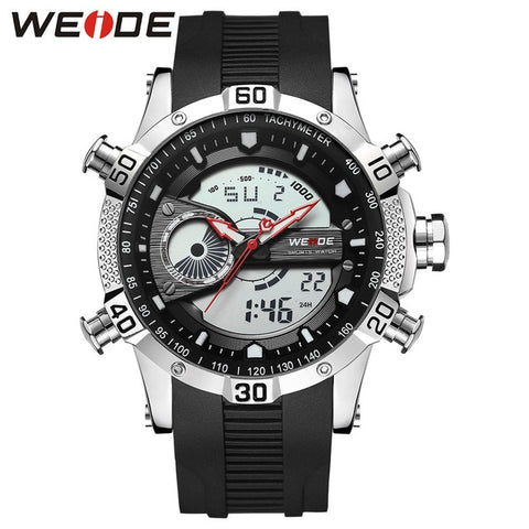 WEIDE Luxury Brand Sports Men Digital movement Auto Date Chronograph Alarm Repeater Calendar Stainless Steel Strap Quartz Watch