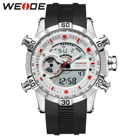 WEIDE Luxury Brand Sports Men Digital movement Auto Date Chronograph Alarm Repeater Calendar Stainless Steel Strap Quartz Watch