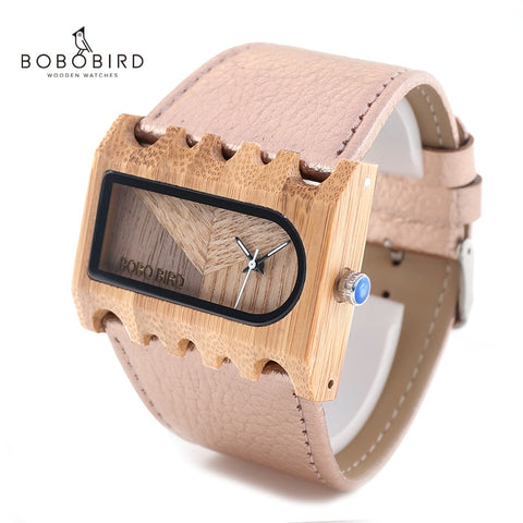 BOBO BIRD Ladies Wide Band Watch Rectangle Bamboo Wood Women's Dress Watch reloje mujer in Gift Box zegarek damski V-N21