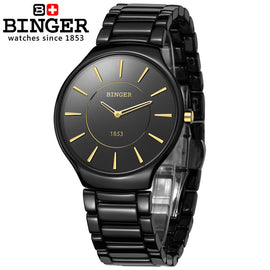 Switzerland BINGER Elegant White Ceramic Quartz Watch Women Fashion Lovers Style Luxury Brand Wristwatches Water Resistant Clock