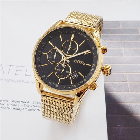 2019 Boss Watch Luxury Mens watches quartz stopwatch all function all pointers work boss waterproof man chronograph