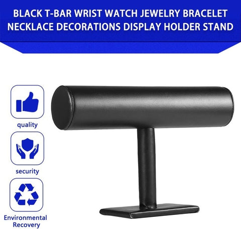 Black Velvet/Leather T Bar Jewelry Rack Organizer Hard Stand Holder for Bracelet Chain Necklace Watch Fashion Jewelry Display