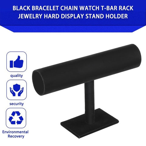 Black Velvet/Leather T Bar Jewelry Rack Organizer Hard Stand Holder for Bracelet Chain Necklace Watch Fashion Jewelry Display