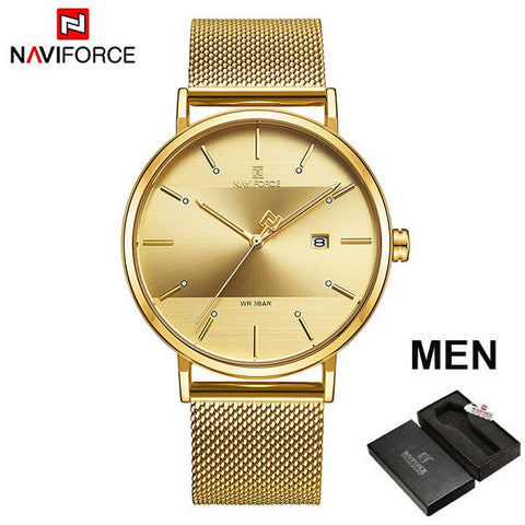 NAVIFORCE Lover's Watches for Men and Women Fashion Simple Quartz Wristwatch waterproof Date Clock Luxury Couple Watch gift 2019