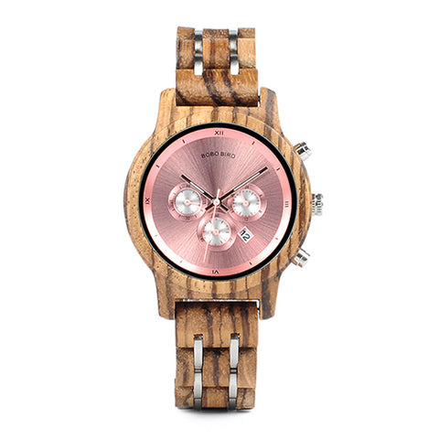 BOBO BIRD Wooden Watch Men for Lovers Couple Wood and Steel Combined women watches with StopWatch  часы женские erkek kol saati