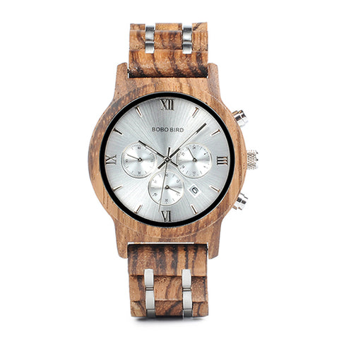 BOBO BIRD Wooden Watch Men for Lovers Couple Wood and Steel Combined women watches with StopWatch  часы женские erkek kol saati