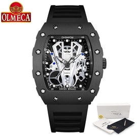 OLMECA Men's Luxury Famous Top Brand Military Army Fashion Sport Automatic Mechanical Dial Style Waterproof Luminous Chronograph