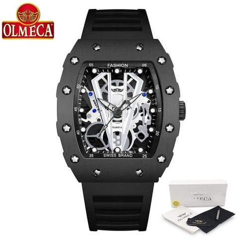 OLMECA Men's Luxury Famous Top Brand Military Army Fashion Sport Automatic Mechanical Dial Style Waterproof Luminous Chronograph