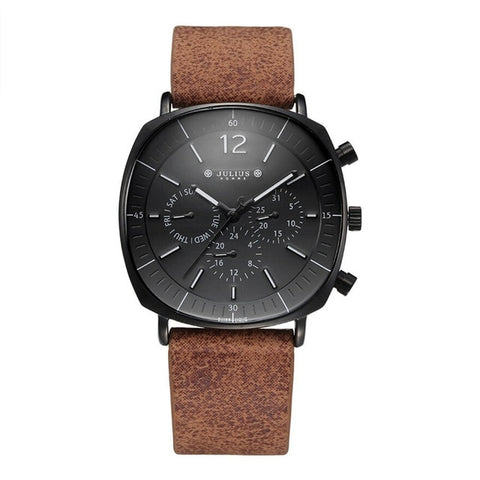 Men Genuine Leather Swiss Quartz Watch Men's Calendar Luminous Hand Waterproof High Quality Homme Wrist Watches Gift Clock Reloj