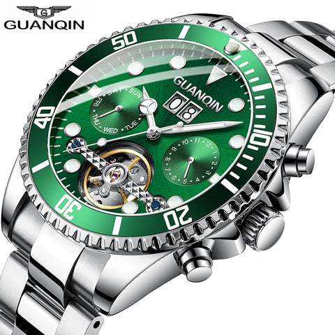 GUANQIN Men Automatic Tourbillon Watch Skeleton Mechanical  Watch Sport Waterproof Automatic Watch Male Clock  relogio masculino