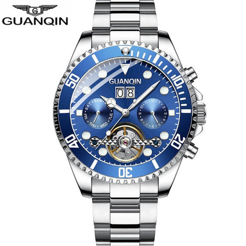 GUANQIN Men Automatic Tourbillon Watch Skeleton Mechanical  Watch Sport Waterproof Automatic Watch Male Clock  relogio masculino