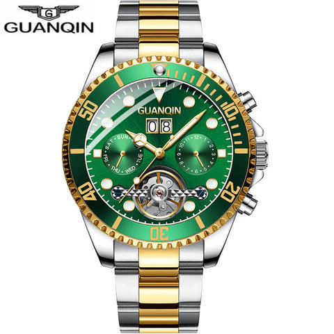 GUANQIN Men Automatic Tourbillon Watch Skeleton Mechanical  Watch Sport Waterproof Automatic Watch Male Clock  relogio masculino