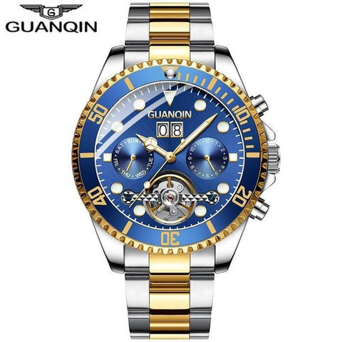 GUANQIN Men Automatic Tourbillon Watch Skeleton Mechanical  Watch Sport Waterproof Automatic Watch Male Clock  relogio masculino