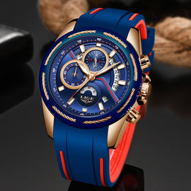 LIGE NEW Men Watches Top Brand Luxury Blue Male Watch Fashion Leather Strap Casual sport Wristwatch With Big Dial Drop Shipping