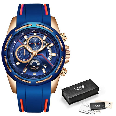 LIGE NEW Men Watches Top Brand Luxury Blue Male Watch Fashion Leather Strap Casual sport Wristwatch With Big Dial Drop Shipping