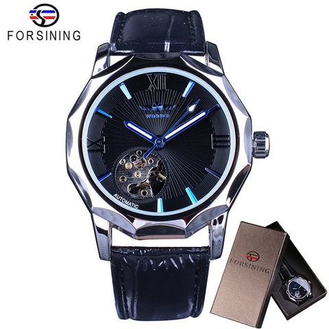 Winner Golden Watches Classic Rhinestone Clock Roman Analog Male Skeleton Clocks Automatic Mechanical Stainless Steel Band Watch