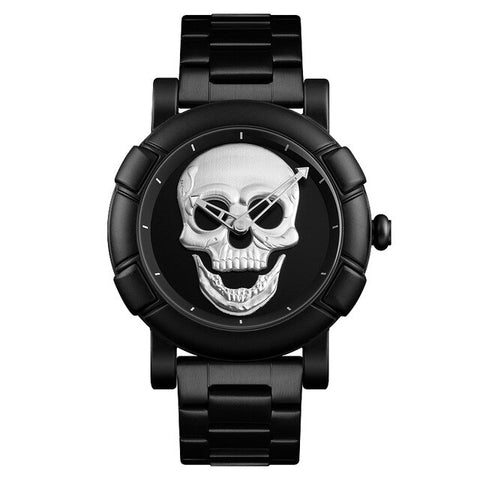 Steampunk Big Dial Skull Watch Men 3D Skeleton Engraved Gold Black for Man Fashion Punk Rock Dial Clock Gift relogio masculino