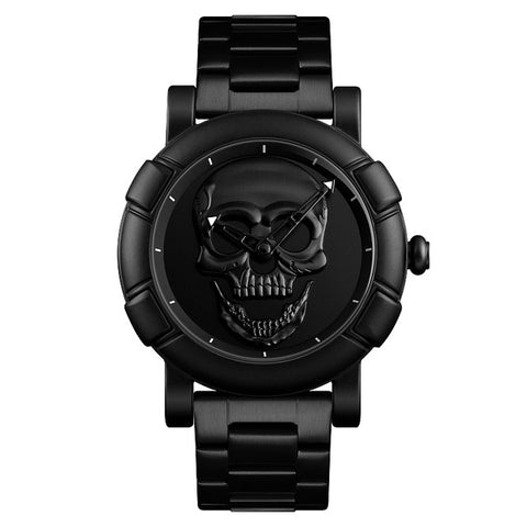 Steampunk Big Dial Skull Watch Men 3D Skeleton Engraved Gold Black for Man Fashion Punk Rock Dial Clock Gift relogio masculino