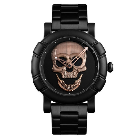 Steampunk Big Dial Skull Watch Men 3D Skeleton Engraved Gold Black for Man Fashion Punk Rock Dial Clock Gift relogio masculino