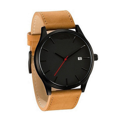 Couple Fashion Leather Band Analog Quartz Round Wrist Business men's watch  Men's watch Wrist Party decoration Business Watch gi