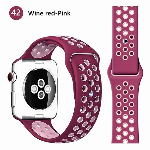 Silicone strap for Apple watch band 44 mm/40mm iWatch band 42mm/38mm Breathable Sport bracelet watchband For Apple watch 5 4 3 2