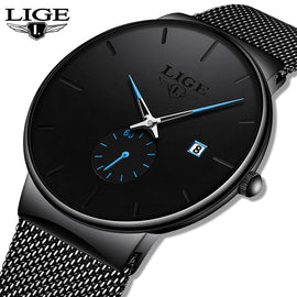 LIGE Mens Watches Top Luxury Brand Men Fashion Business Watch Casual Analog Quartz Wristwatch Waterproof Clock Relogio Masculino