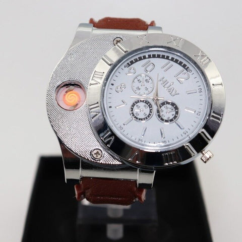 2019 Military Lighter Watches men outdoor sports Quartz Watch USB Charging Wristwatches hot Flameless Cigarette lighter F665