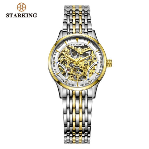 STARKING Mechanical Watch Women Luxury Stainless Steel Hollow Skeleton Automatic Ladies Watch Chinese Hodinky Damske 5ATM AL0185