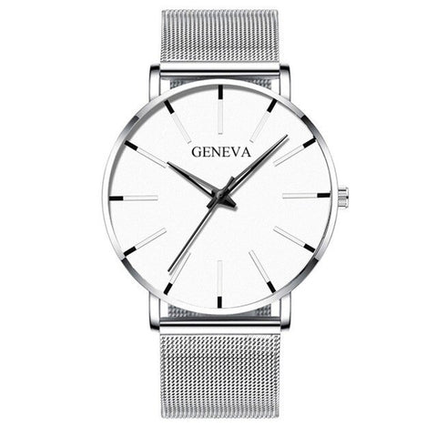 Luxury Fashion Mens Minimalist Watches Ultra Thin black Stainless Steel Mesh Band Watch Men Business Casual Analog Quartz clock