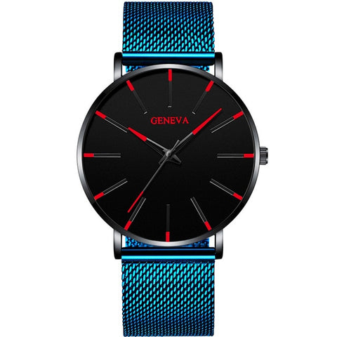 Luxury Fashion Mens Minimalist Watches Ultra Thin black Stainless Steel Mesh Band Watch Men Business Casual Analog Quartz clock