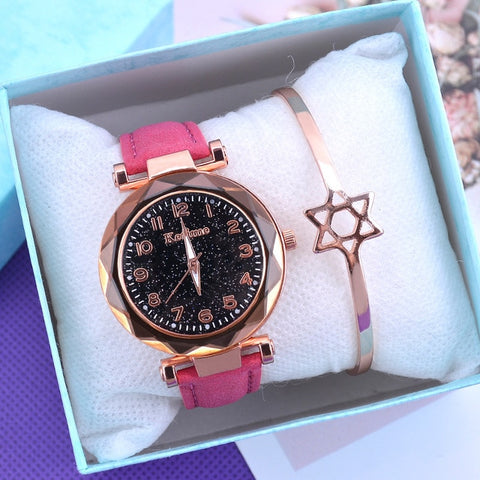 2019 Women Watches Starry Sky Clock Ladies Wrist Watch Bracelet Watches Leather Quartz Wristwatches reloj mujer relogio feminino