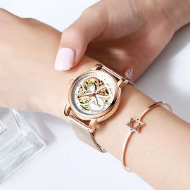 HAIQIN Ladies dress watches women watches top brand luxury sport wrist watch mechanical watch Fashion leather relogio feminino